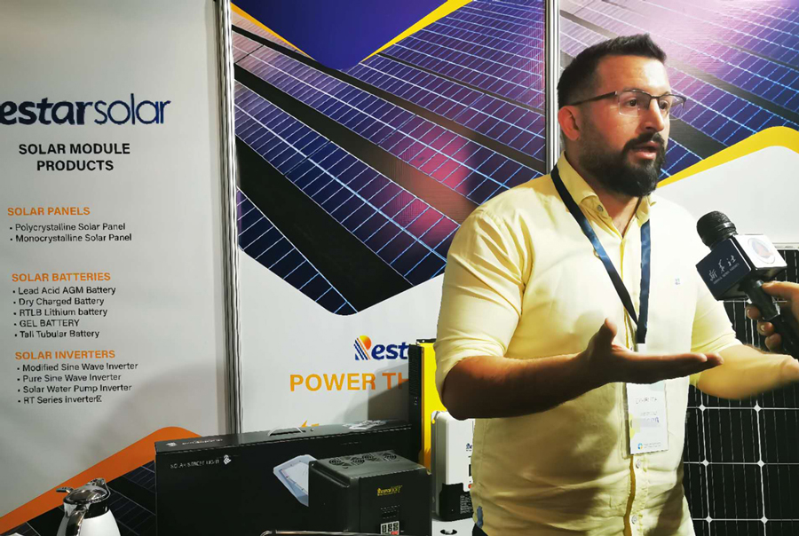 Restar Solar was interviewed by Xinhua News Agency at the Middle East Clean Energy Exhibition