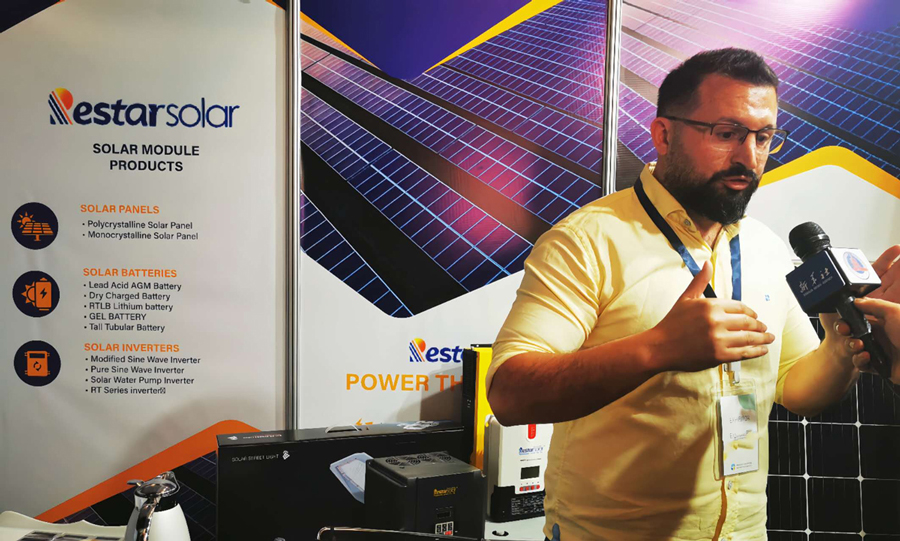 Restar Solar was interviewed by Xinhua News Agency at the Middle East Clean Energy Exhibition