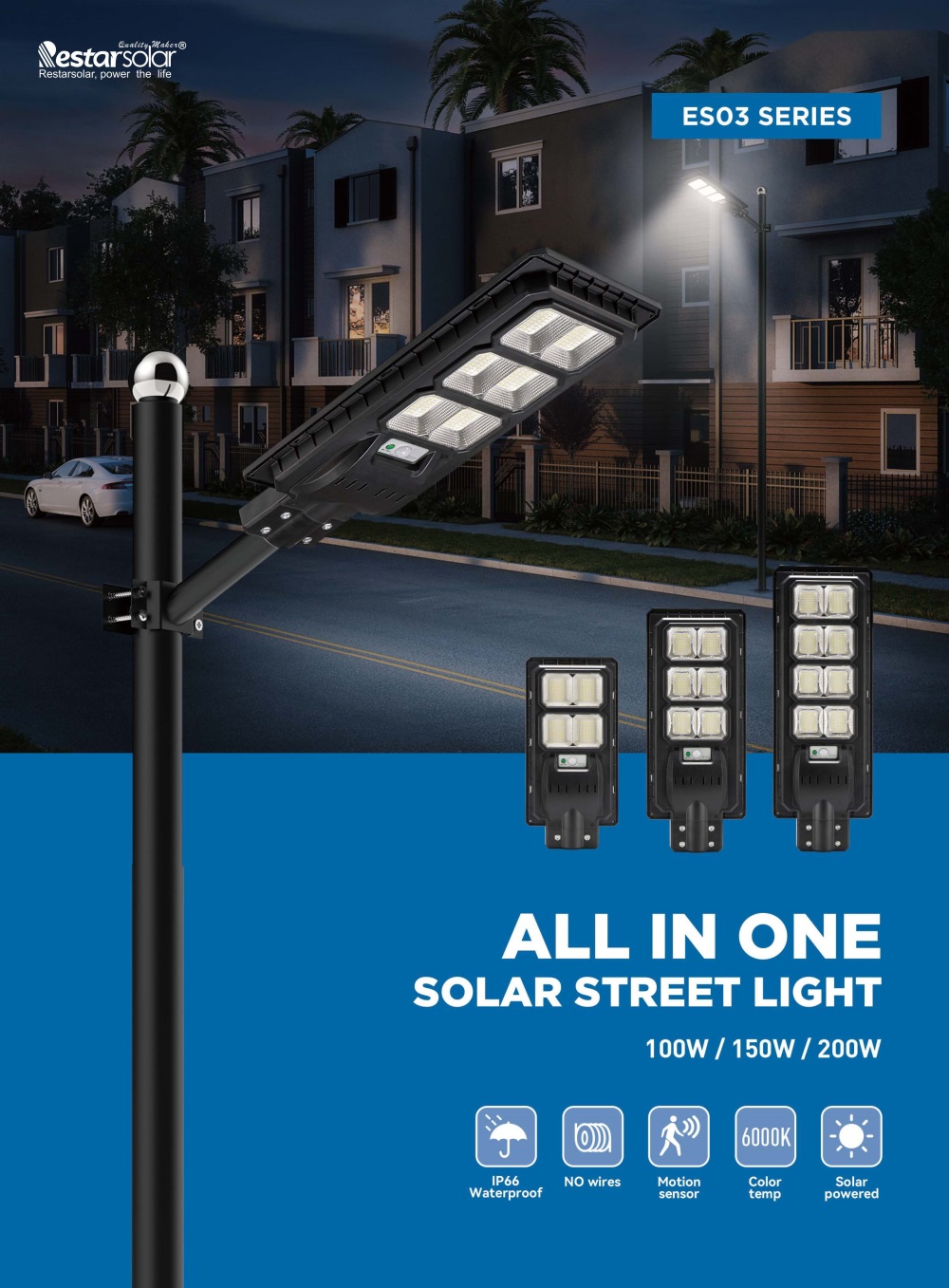 ALL IN ONE SOLAR STREET LIGHT 100W / 150W / 200W
