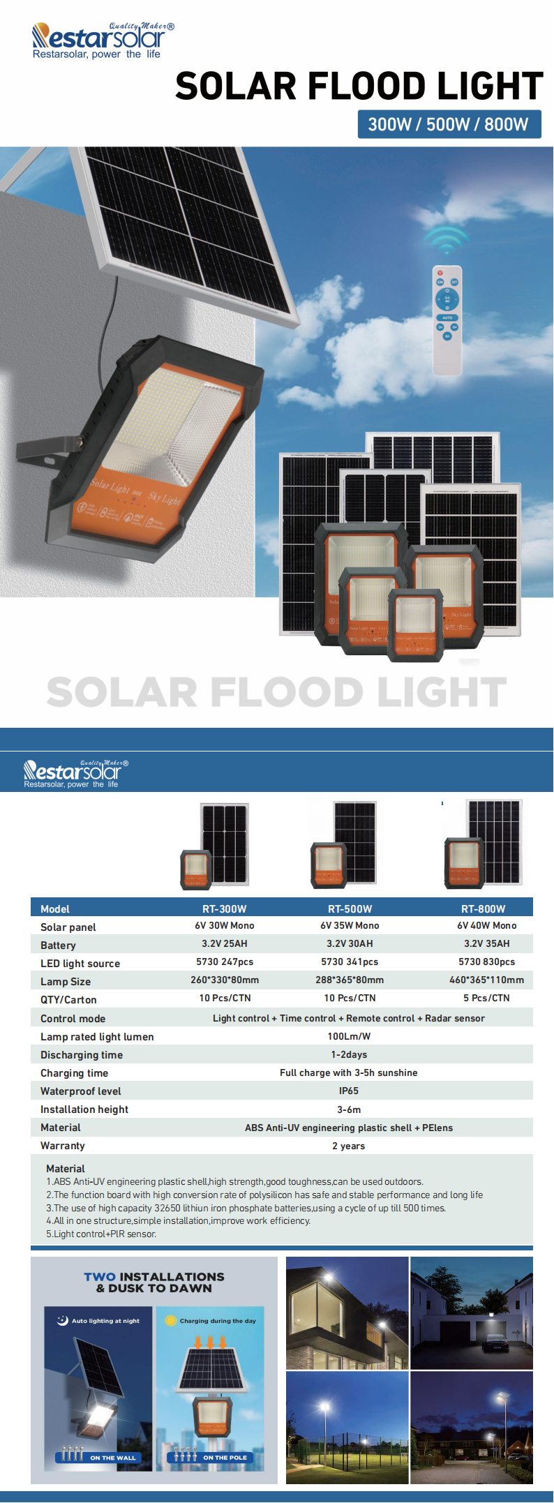 SOLAR FLOOD LIGHT 300W - 800W