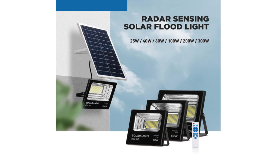 RADAR SENSINGSOLAR FLOOD LIGHT 25W / 40W / 60W / 100W / 200W / 300W